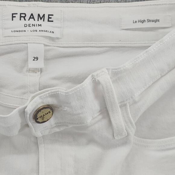 Frame Jeans Women Size 29 White Le High Straight Cropped Casual Denim Frayed Hem - Picture 10 of 16
